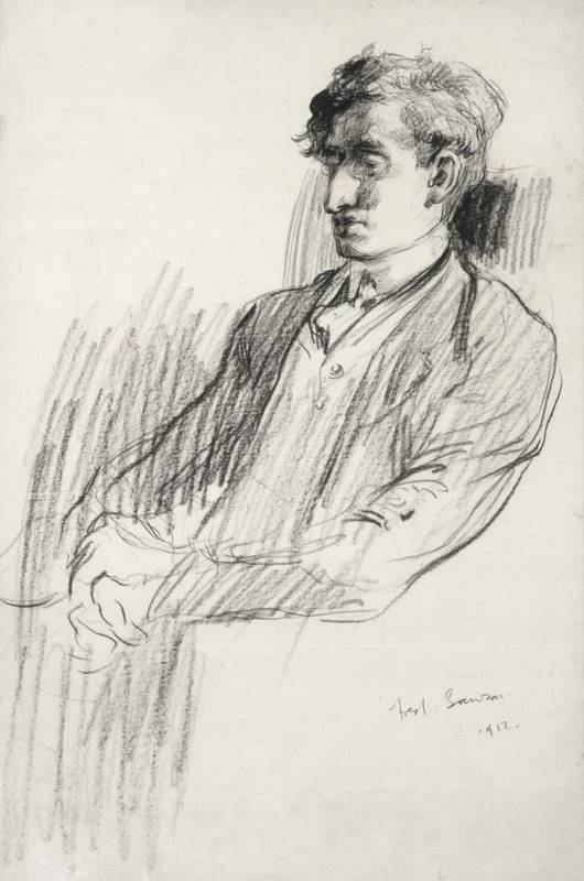 Lot 96 - Frederick (Fred) Lawson (1888-1968) Portrait of Jacob Kramer seated Signed and dated 1912,...