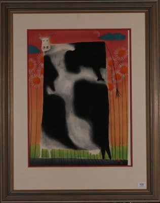 Lot 102 - Mackenzie Thorpe (b.1956) ''Poor Cow'' Signed, pastel, 63cm by 48cm  Provenance: Halcyon...