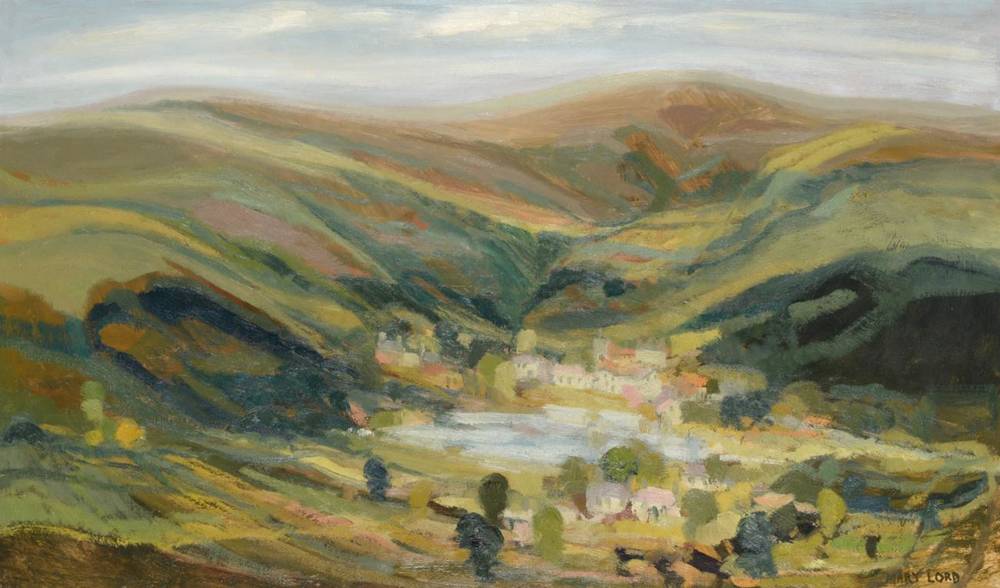 Lot 115 - Mary Lord (b.1931) ''The Lake'' Signed, oil on canvas, 69.5cm by 117.5cm  Provenance: Goosewell...