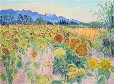 Lot 133 - Frederick Gore CBE, RA (1913-2009) ''Sunflowers, Romanil near St Remy de Provence'' Signed,...