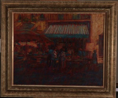 Lot 135 - John Mackie (b.1955) ''Market Perpignan'' Signed and dated (19)89, inscribed verso, oil on...