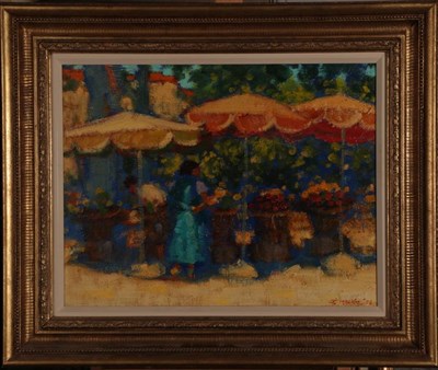 Lot 136 - John Mackie (b.1955)  ''Little Market, Madeira'' Signed and dated (19)98, inscribed verso, oil...