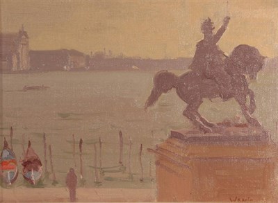 Lot 137 - Robbie Wraith RP (b.1952) View from the statue of Victor Emmanuel II, Venice looking out over...