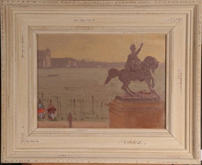 Lot 137 - Robbie Wraith RP (b.1952) View from the statue of Victor Emmanuel II, Venice looking out over...