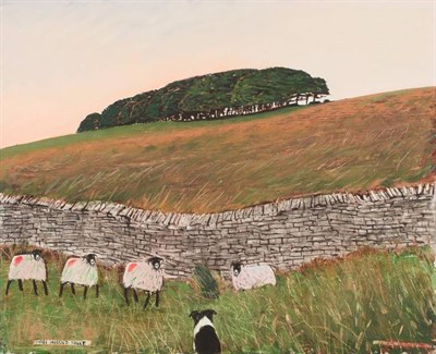 Lot 143 - Peter Brook RBA (1927-2009) ''Three Worried Sheep'' Signed and inscribed, oil on board, 42cm by...