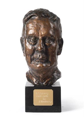 Lot 191 - John Blakeley MRBS (1944-2001) Portrait of Laurence Stephen Lowry Signed, bronze on a granite base