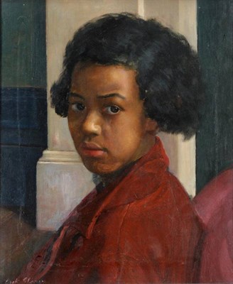 Lot 194 - British School (20th century) A head and shoulders portrait of a black girl wearing a red coat...