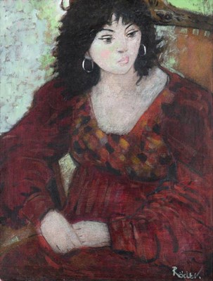 Lot 195 - Endre Röder (b.1933) Hungarian ''Vera'' Signed, inscribed verso, oil on canvas, 65cm by 50cm...