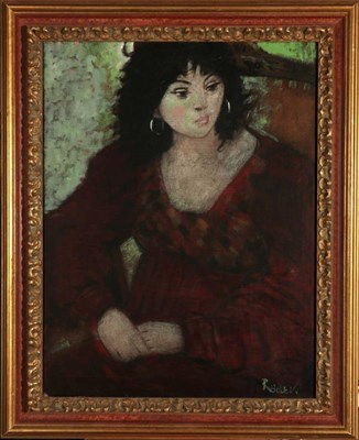 Lot 195 - Endre Röder (b.1933) Hungarian ''Vera'' Signed, inscribed verso, oil on canvas, 65cm by 50cm...