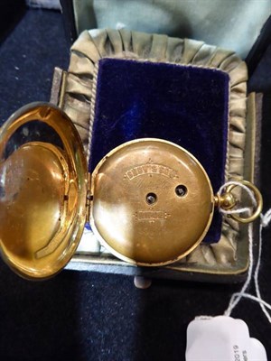 Lot 6 - An 18 carat gold outer cased open face pocket watch, signed ''Snow, Ripon'', in original case