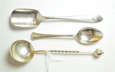 Lot 38 - An Arts and Crafts silver spoon, A E Jones, Birmingham 1961, with twisted stem and melon...