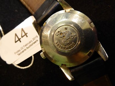 Lot 44 - A stainless steel automatic calendar wristwatch, signed Omega, Seamaster