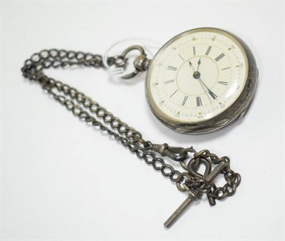 Lot 47 - A silver chronograph open face pocket watch