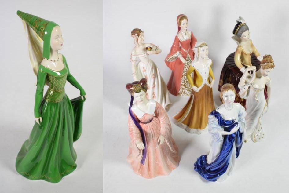 Lot 87 - A group of Coalport figures of Queens and Lady's (some a.f.) (8)
