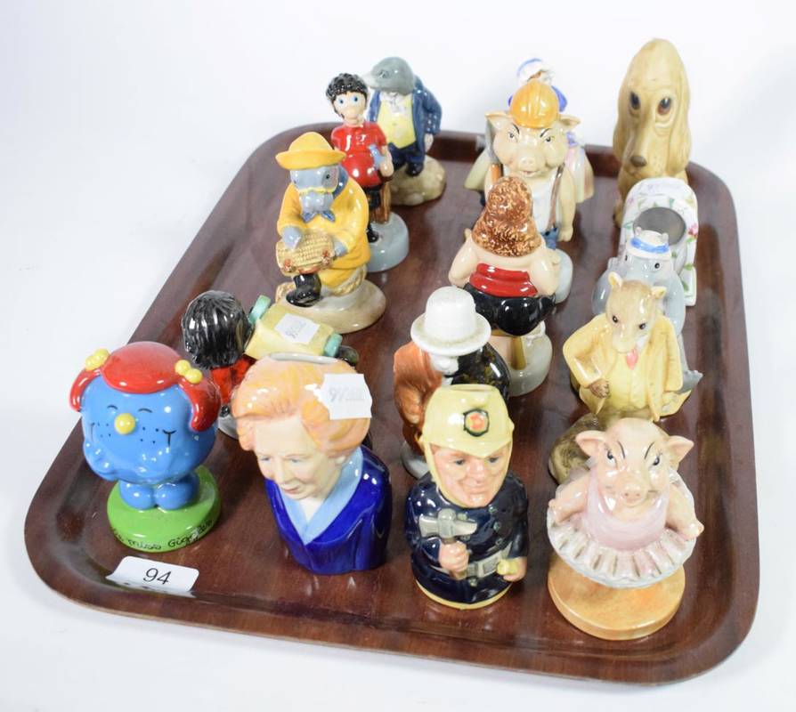 Lot 94 - Sixteen collectable figures including Doulton, Wade, Beswick etc