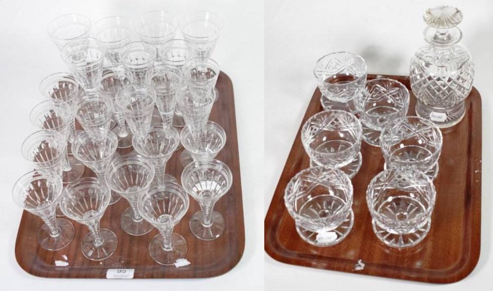 Lot 95 - A part service of Stuart Crystal Oleta pattern table glass, various numbers in four sizes; together