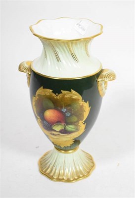Lot 110 - Coalport vase decorated with fruit, signed Malcolm Harnett