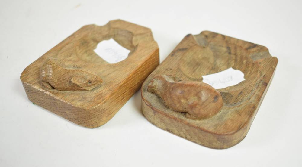 Lot 122 - Two Mouseman oak ashtrays