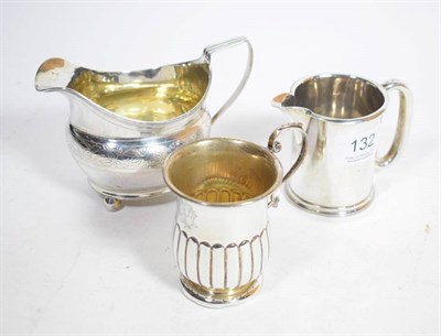 Lot 132 - A George III silver cream jug, Samuel Godbehere, Edward Wigan & James Boult, London 1811; a...