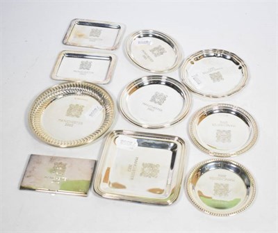 Lot 135 - Ten small modern silver commemorative dishes, all engraved Manchester 2002, and a similarly...