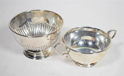 Lot 156 - A silver twin handled bowl, Z Barraclough & Sons, London 1946, with foliate capped scroll...