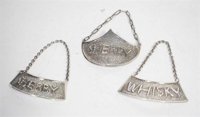 Lot 160 - Three large silver wine labels, mark of Lt.Col. The Rev William Bull (1905-1987), London...