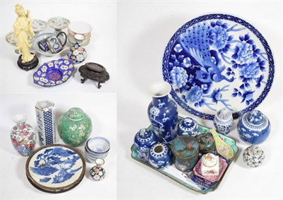 Lot 171 - A group of Oriental items including ginger jar and cover; chargers; cloisonne; vases etc