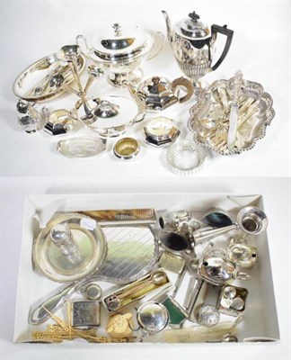 Lot 174 - A mixed group of various silver and silver plated items, to include: a silver backed hand mirror; a