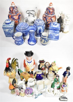 Lot 179 - A group of ceramics including a Staffordshire figure ''Gin and Water''; Maling; Imari jars and...