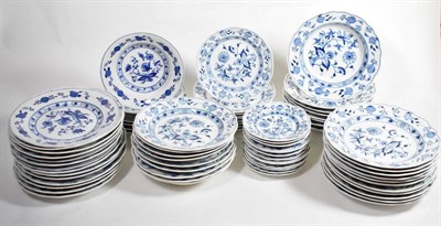 Lot 198 - 20th century Meissen dinner wares: a quantity of blue and white soup plates, side plates, bowls etc