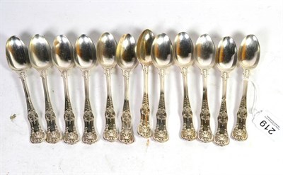 Lot 219 - A set of twelve Victorian silver Queen's pattern tea spoons, Thomas Bradbury & John Henderson,...