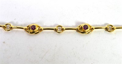 Lot 224 - A 9 carat gold gem set bracelet, length 18.5cm