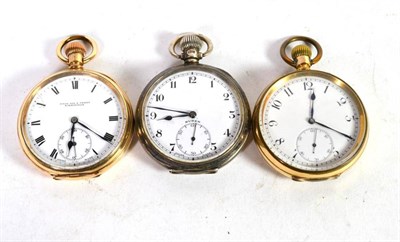 Lot 229 - A silver pocket watch; and two gilt metal examples