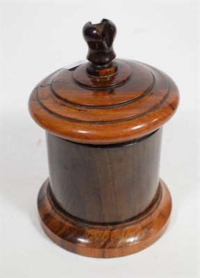 Lot 272 - A 19th century treen string box, the cover with cutter finial