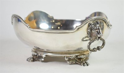 Lot 331 - A silver fruit bowl, Elkington & Co., Birmingham, 1923, with shaped rim, twin lion mask drop...