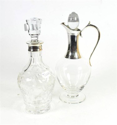 Lot 353 - A silver mounted glass claret jug, J A Campbell, London 2008; and a silver mounted cut glass...