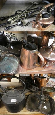 Lot 1016 - A Victorian cast iron boot scraper, various fire stools, small group of copper, etc