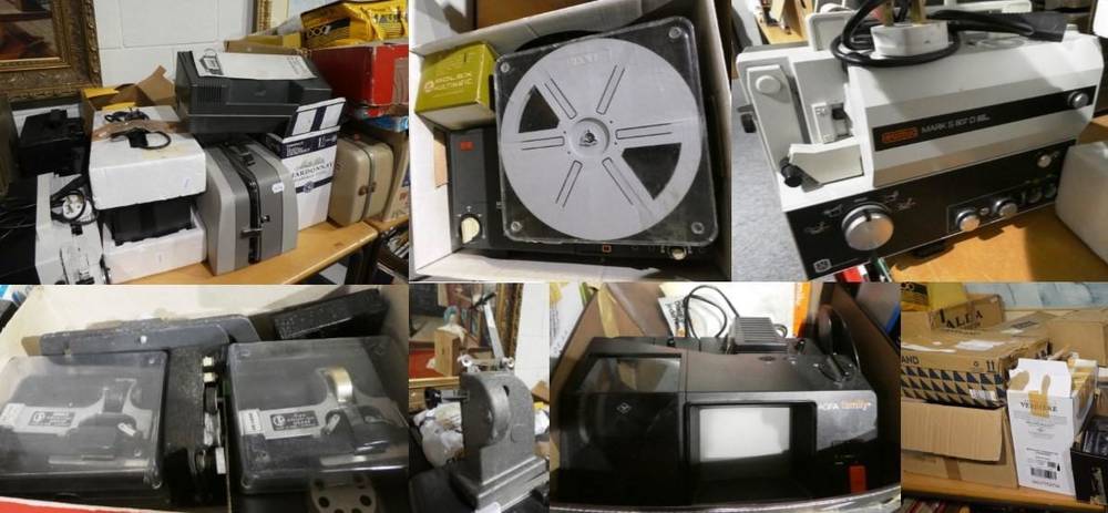 Lot 1047 - A large collection of projectors and related equipment, various 20th century makes and models...
