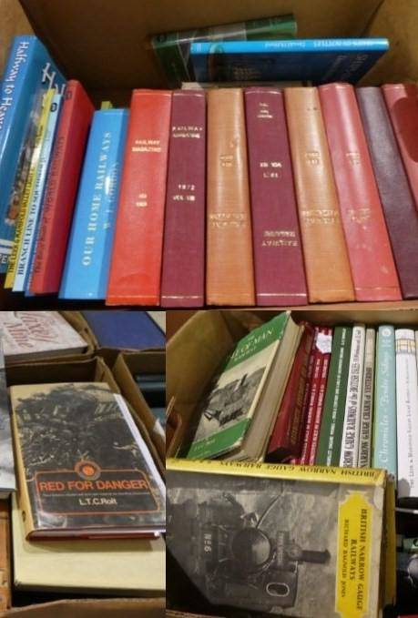 Lot 1050 - Eight boxes of books including Railway Magazine, bound editions; Model Railway news, bound...