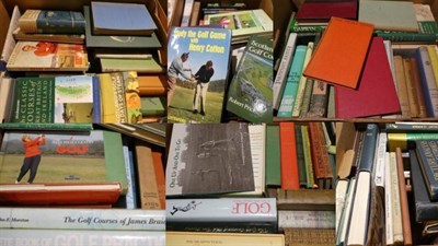 Lot 1051 - Five boxes of books containing a comprehensive collection of golf related books and publications