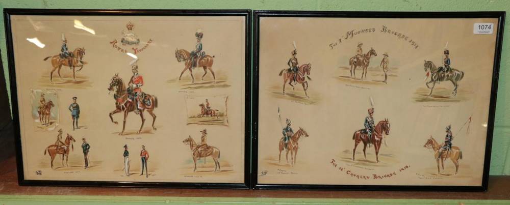 Lot 1074 - A pair of military watercolours by G.H Brennan, Berkshire Royal Yeomanry and the 7th Mounted...