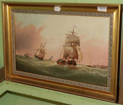 Lot 1077 - William Daniel Penny (1834-1924) Sailing and steam vessels off the Holderness coast, signed and...