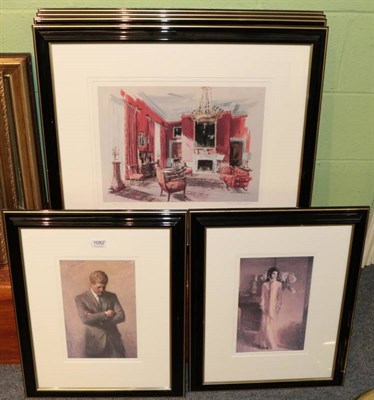 Lot 1082 - After Edward Lehman, a set of four signed and numbered prints showing rooms in the White House;...