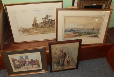 Lot 1088 - A collection of English 19th & 20th century watercolours, Fisherman and daughter, circa 1880; York