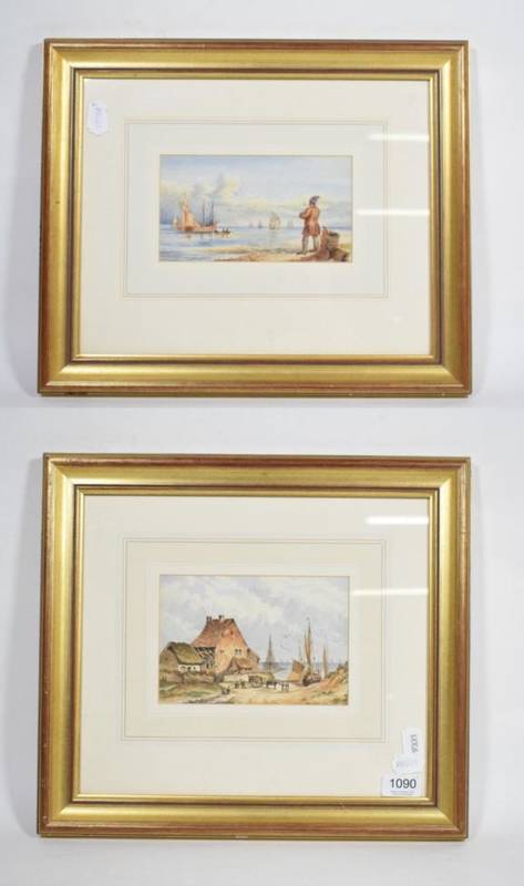 Lot 1090 - A pair of watercolours, Evening light and Awaiting a catch (2)
