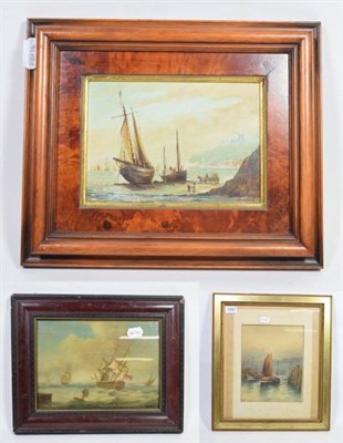 Lot 1097 - G Cook, Whitby, signed oil on panel; together with an unsigned shipping scene, oil on panel and...