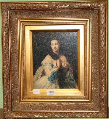 Lot 1108 - 20th century school, portrait of a young lady in dress, 24cm by 19cm