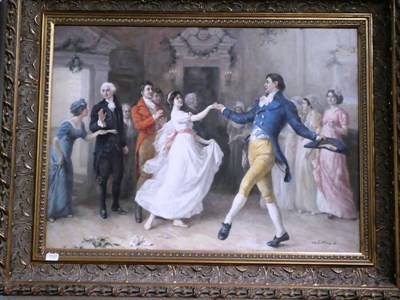 Lot 1127 - G Delattres, A country dance, signed oil on canvas, 72cm by 99cm