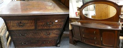 Lot 1175 - The upper section from a chest on chest together with a mirror backed sideboard