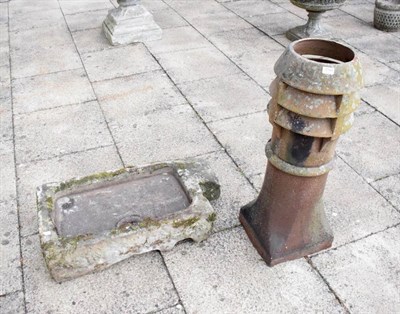 Lot 1194 - Stone rectangular stone sink and a A terracotta chimney pot